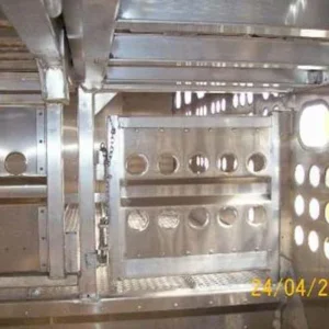 A swing-open gate inside a Merritt trailer