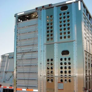 Rear of the trailer with punched holes and door