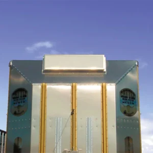 A blank lightbox installed on top of the trailer's nose