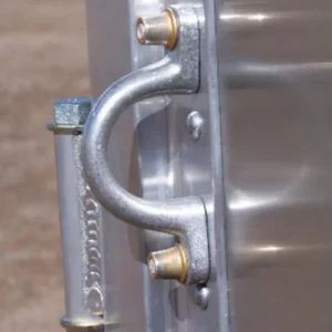 A metal tie loop is firmly bolted to the trailer