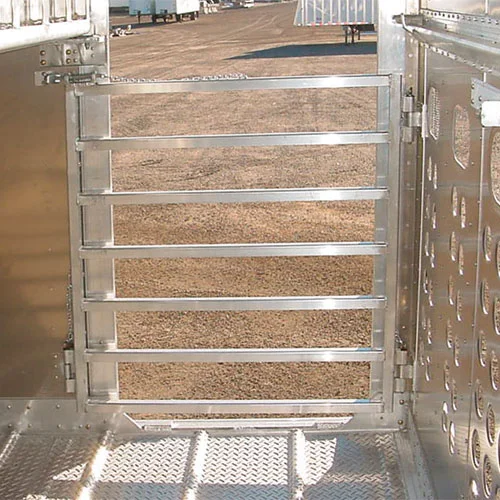 A closeup interior view of the hole punches on Merritt livestock trailers